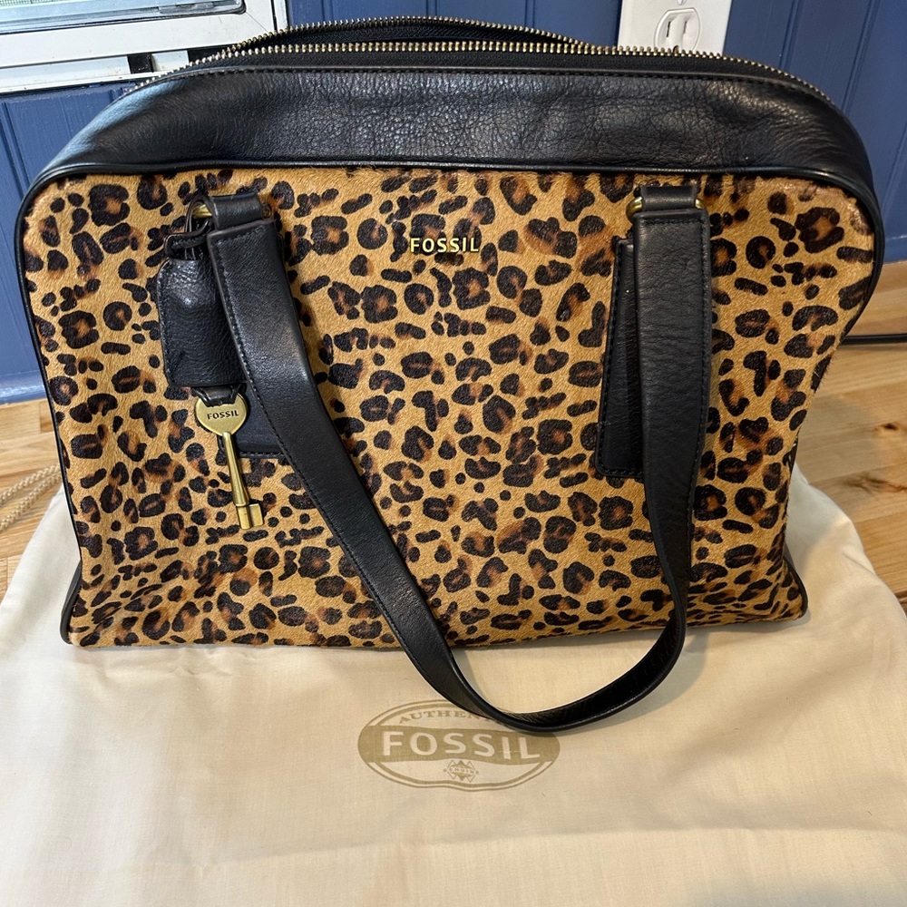 Fossil Memoir Cheetah Shoulder Bag